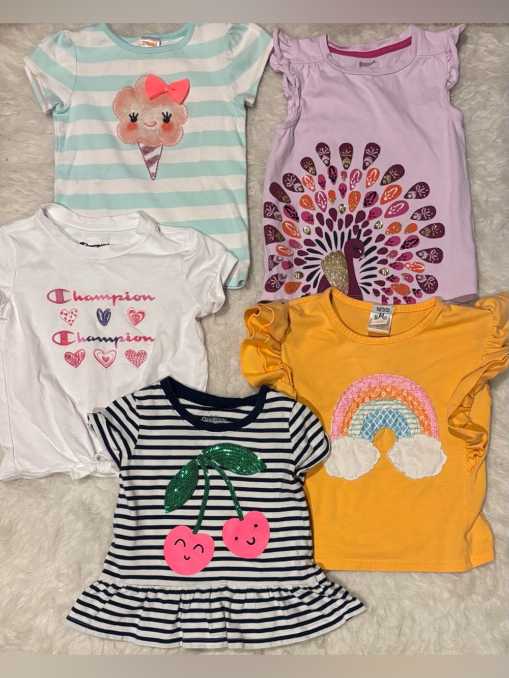 Girls Bundle of 5 Colorful Tops - Gymboree, Champion Oshkosh & Boutique
